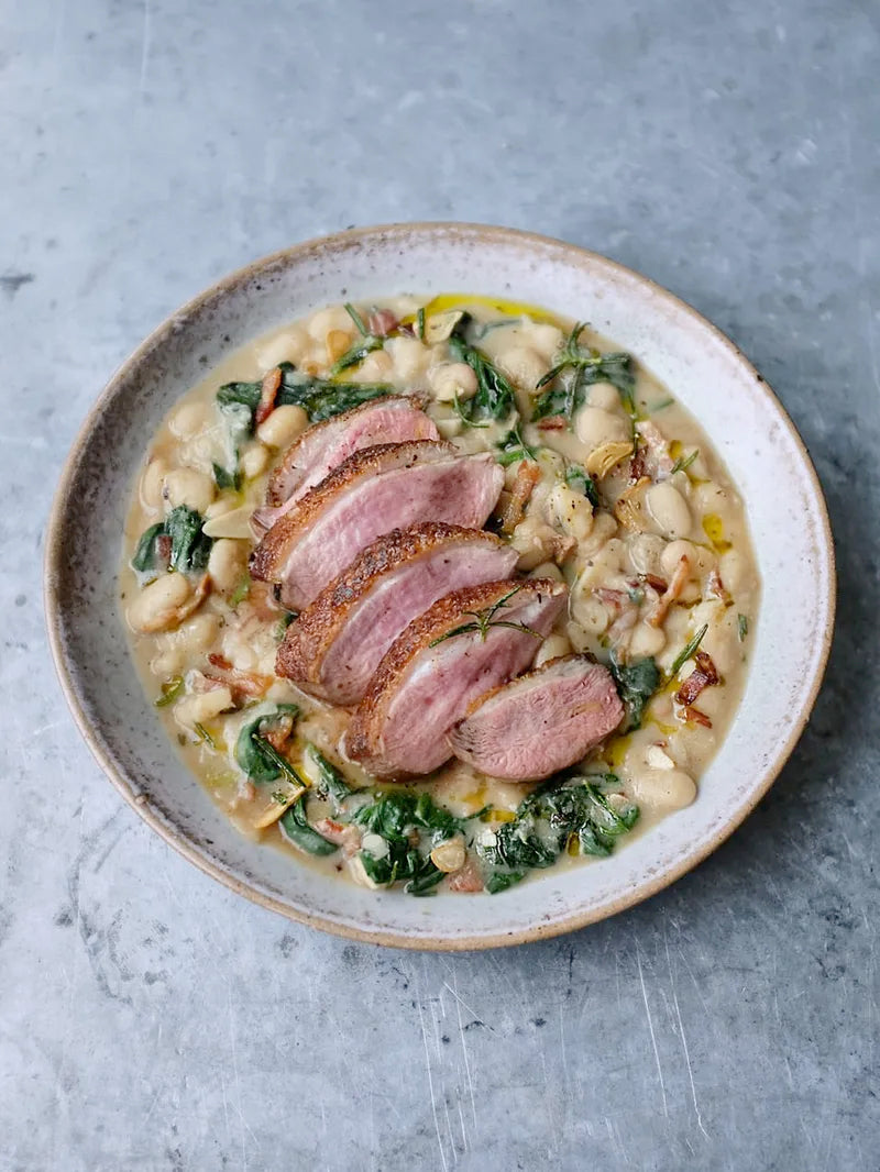 Pan-Fried Duck Breast with Creamy White Beans