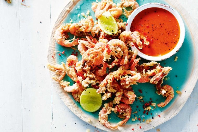 Salt and Pepper Prawns with Pineapple Dipping Sauce