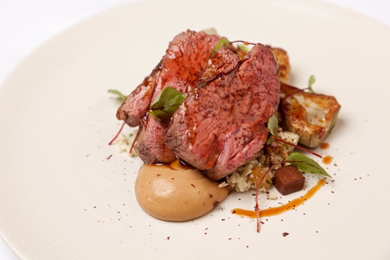 Sous Vide Lamb Rump with Cauliflower Couscous and Chocolate Jelly (lamb rump)
