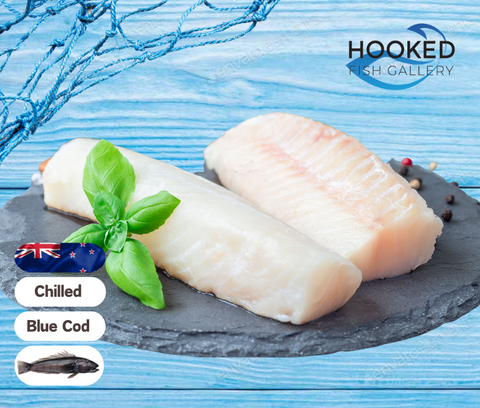 CHILLED(previously snap frozen) - NZ Blue Cod 2 x 225g to 250g each fillet