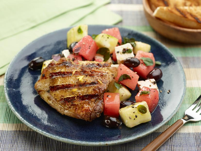 30-Minutes Grilled Chicken Thighs with Watermelon and Feta Salad