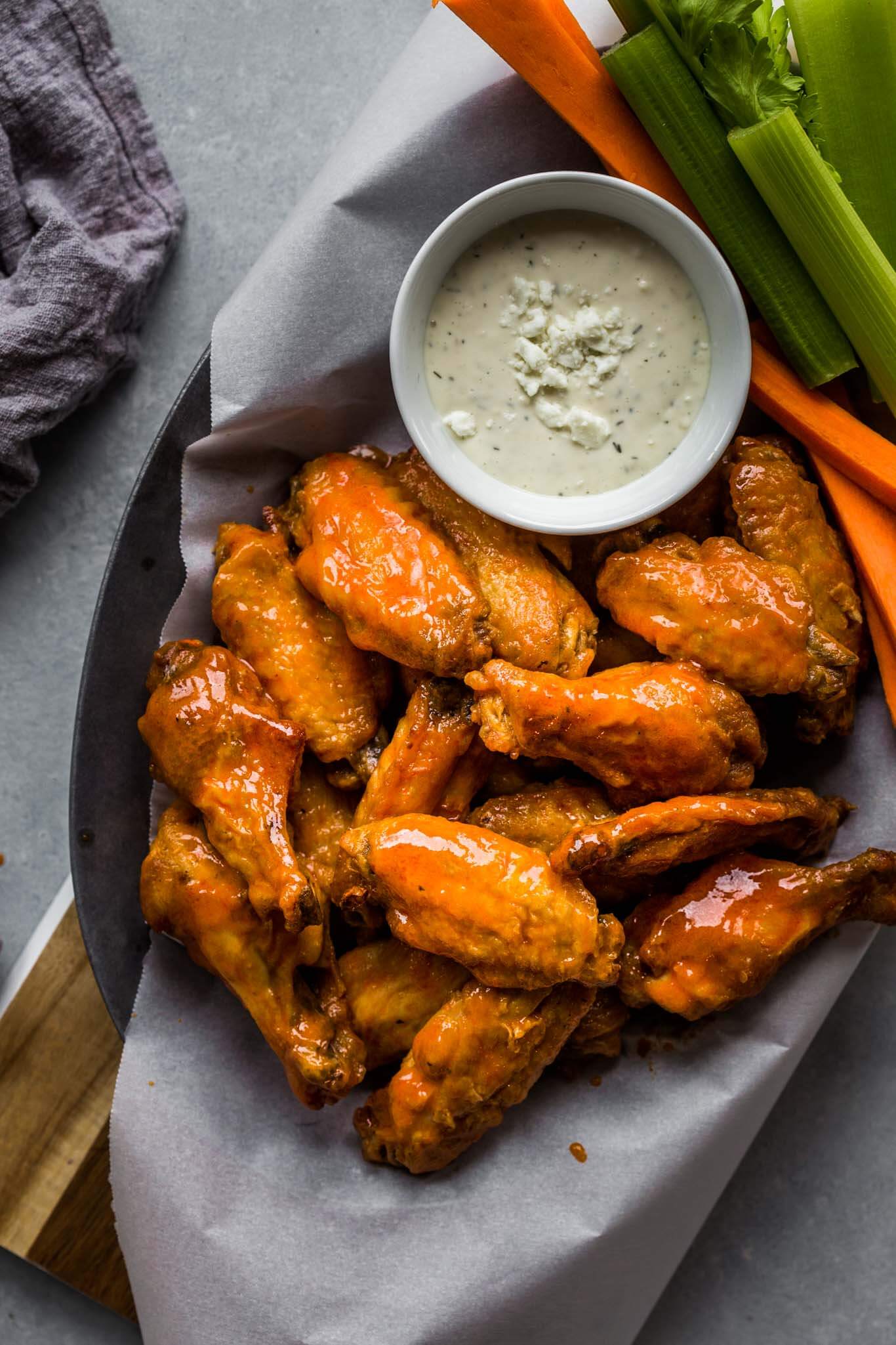 Air Fryer Chicken Wings with Buffalo Sauce