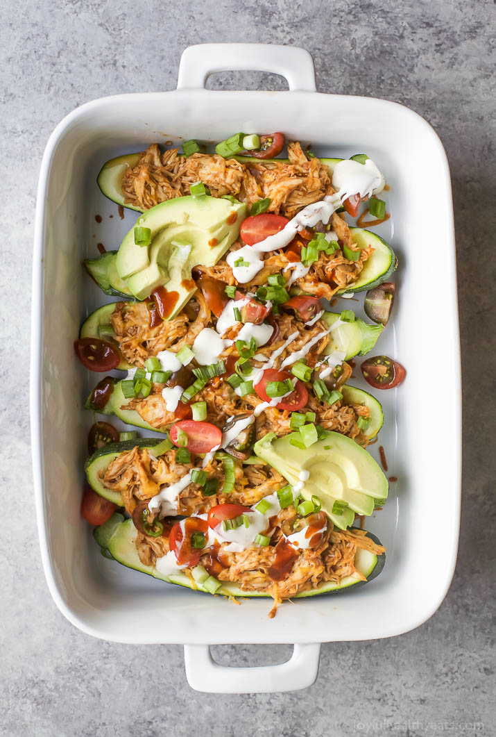 BBQ Chicken Zucchini Boats