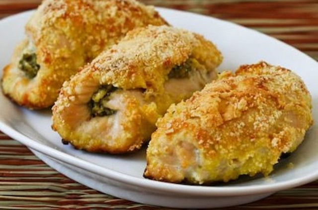Baked Chicken Breasts Stuffed with Sage-Pecan Pesto and Feta