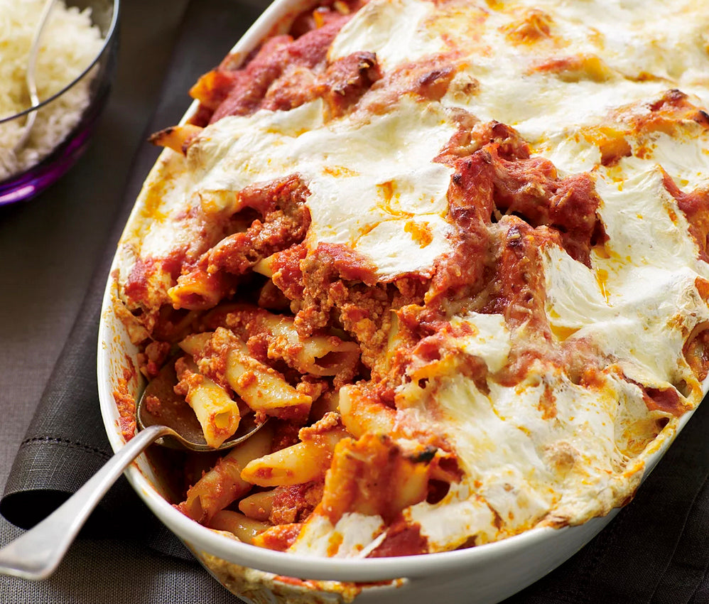 Baked Penne with Sausage and Creamy Ricotta