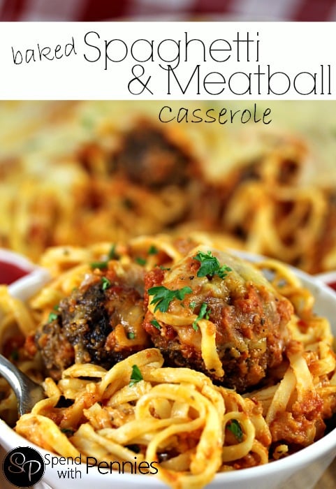 Baked Spaghetti & Meatball Casserole