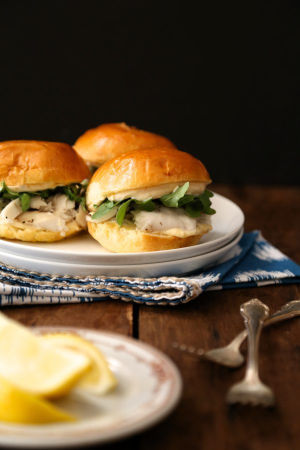 Barramundi Sliders with Honey Lemon Saffron Aioli