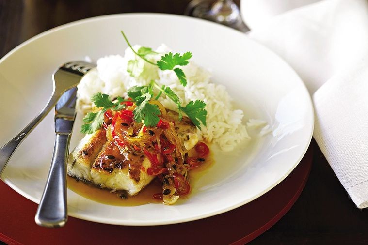 Barramundi with Ginger and Passionfruit Sauce