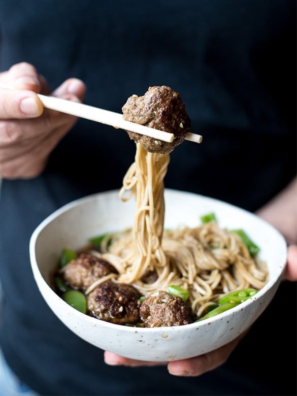 Beef Meatball and Soba Noodle Soup