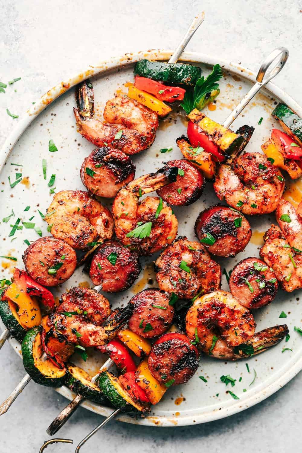 Cajun Shrimp and Sausage Veggie Skewers