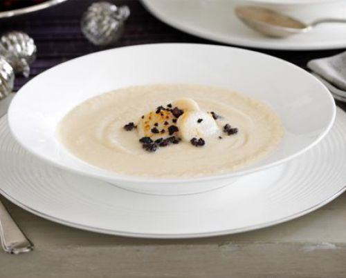 Celeriac Soup with Scallops & Black Pudding