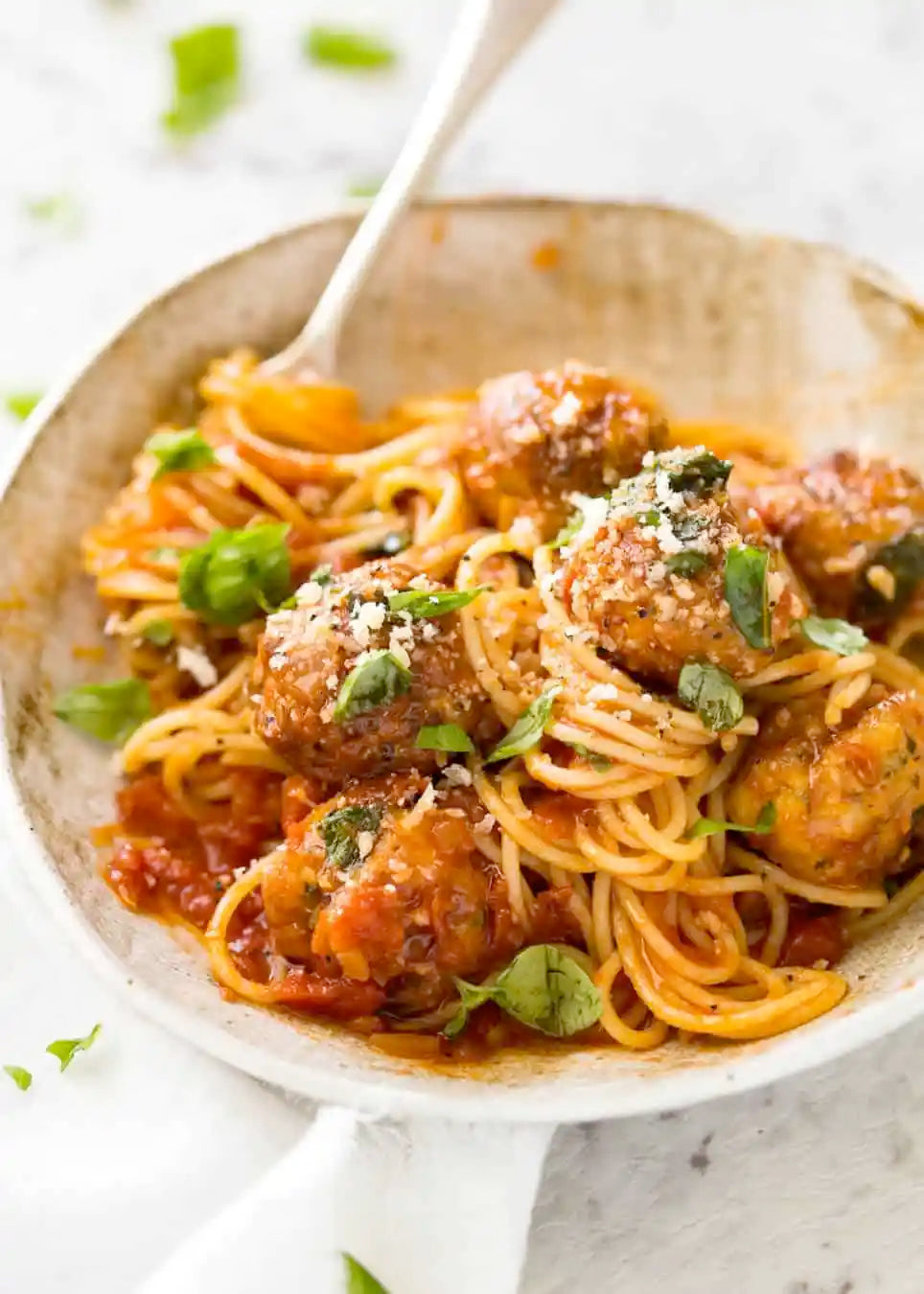 Chicken Meatballs and Spaghetti