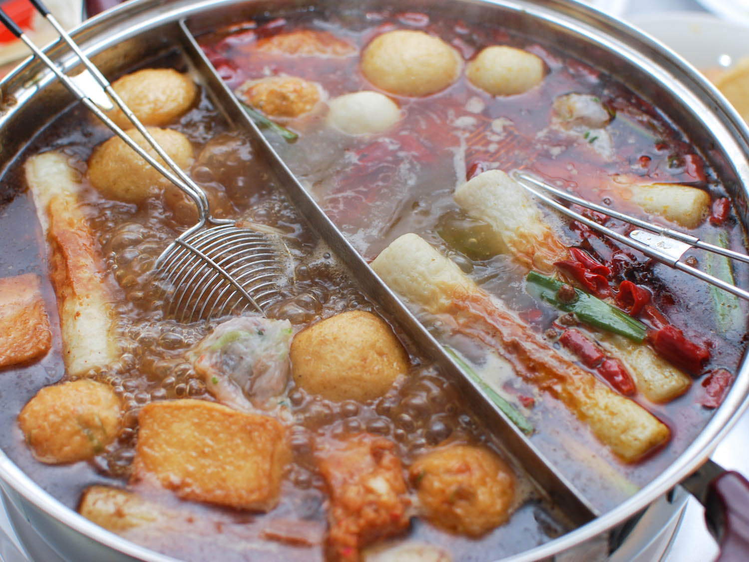 Chinese-Style Hot Pot With Rich Broth, Shrimp Balls, and Dipping Sauce