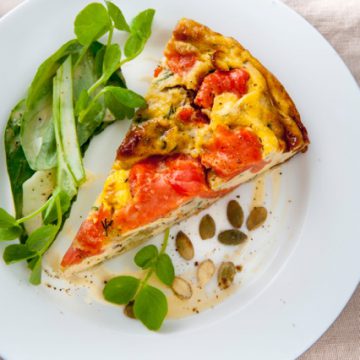 Cold Smoked Ocean Trout frittata with Fennel, Basil and Green Onion Salad
