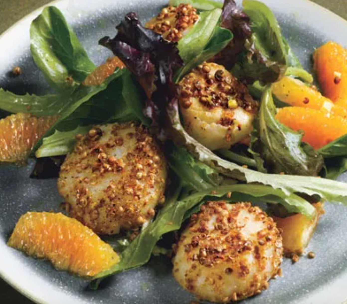 Coriander Scallops with Orange-Ginger Dressing