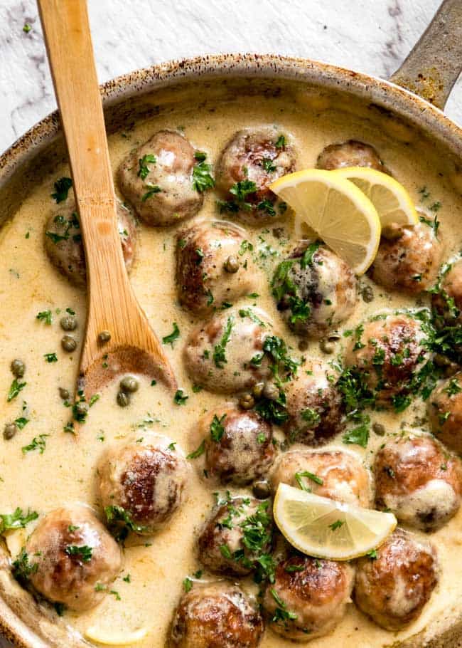 Creamy Lemon Chicken Piccata Meatballs