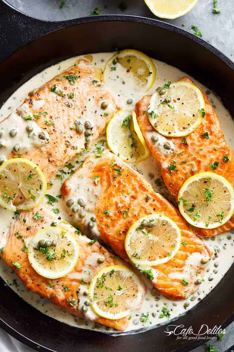 Creamy Lemon Garlic Salmon Piccata