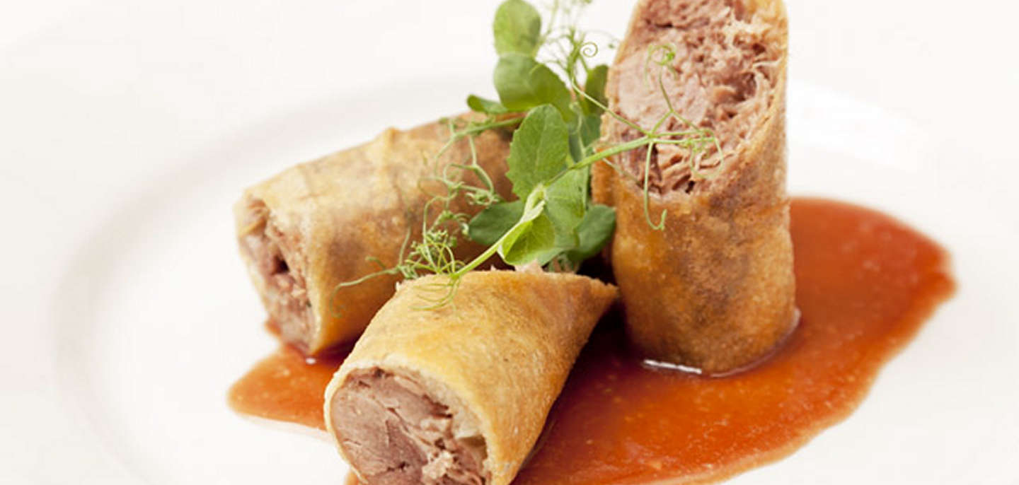 Crispy Duck BBQ Spring Rolls