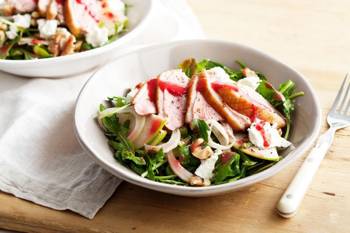 Duck Breast Salad with Walnut and Raspberry Dressing