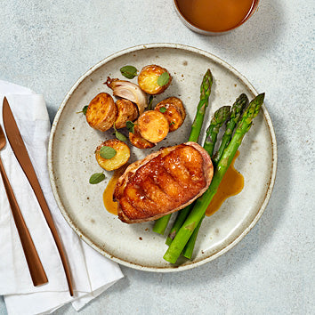 Duck Breast with Crushed Potatoes, Asparagus and Spiced Sauce