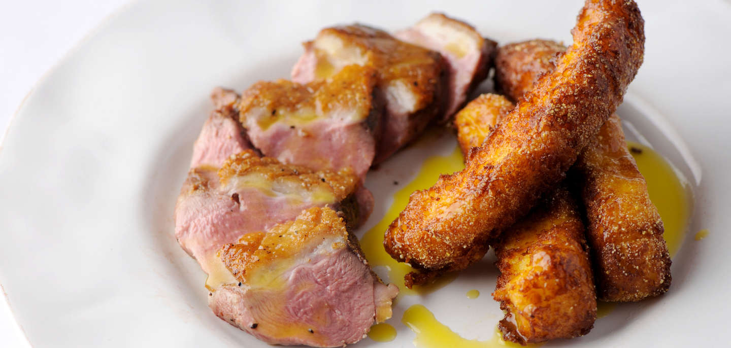 Duck Breast with Orange Vinaigrette & Polenta Fries