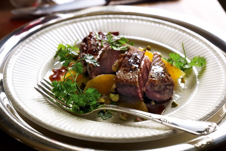 Duck Breast with Spiced Red Wine and Orange Sauce