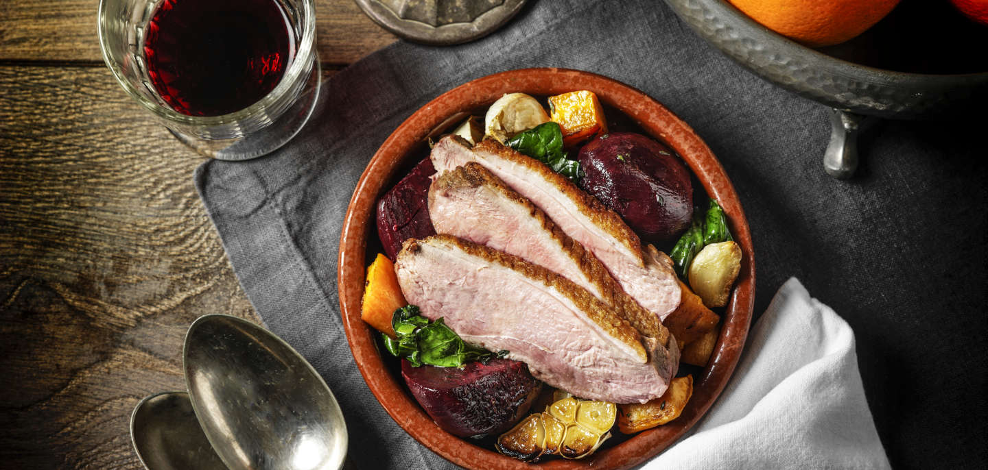 Duck Breasts with Roasted Beetroot and Butternut Squash