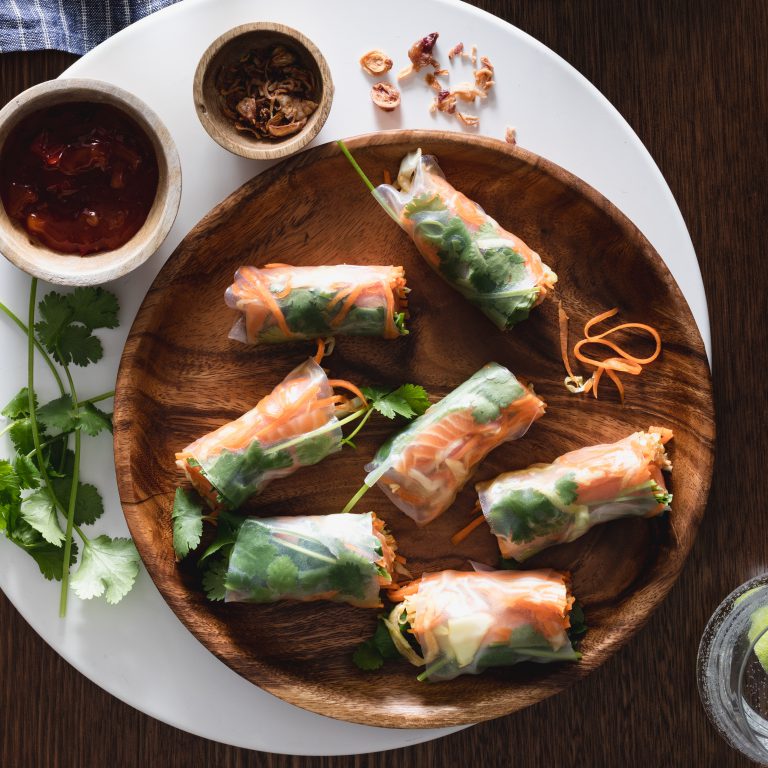 Fresh Huon Salmon Spring Rolls with Chilli Jam