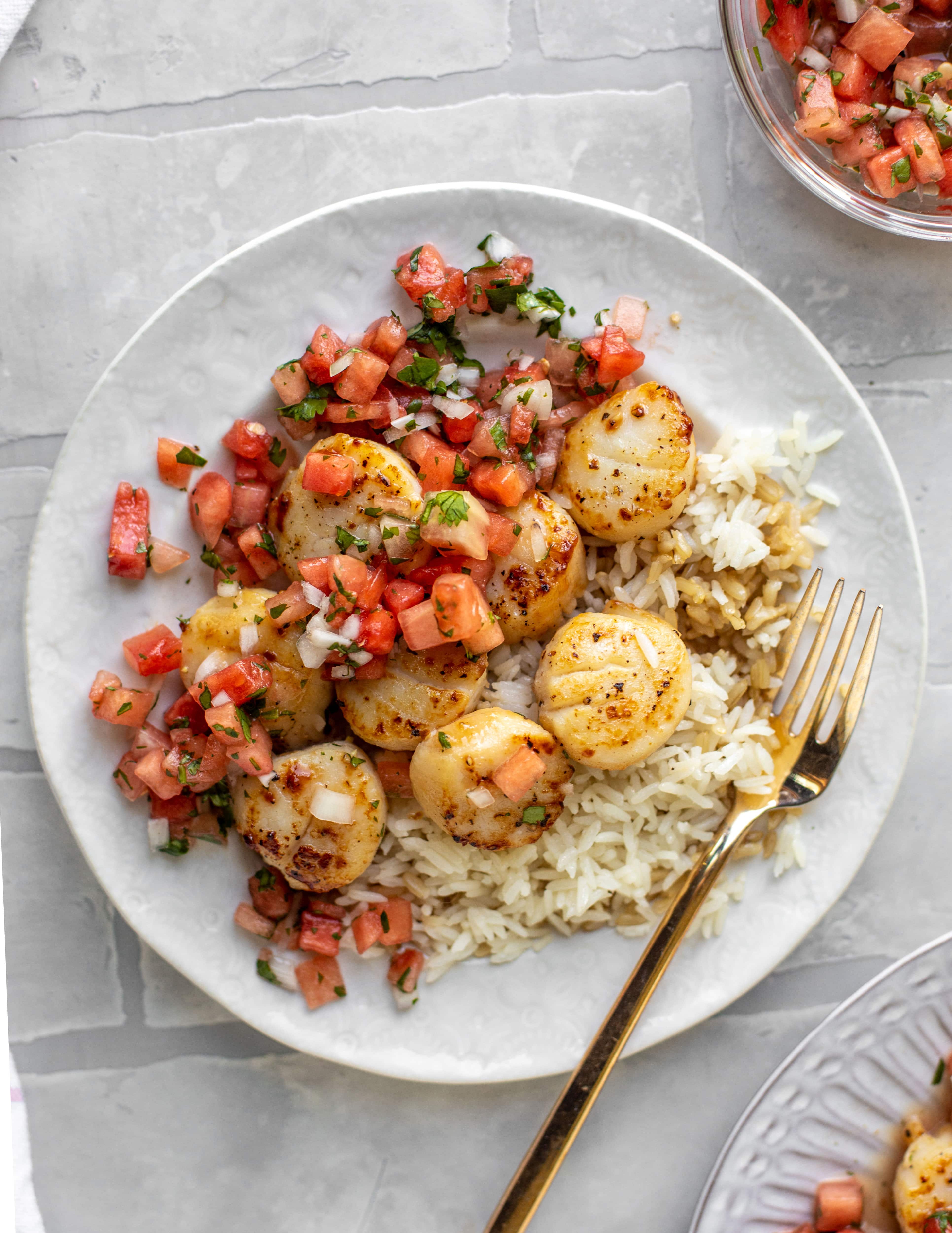 Garlic Butter Scallops with Watermelon Salsa