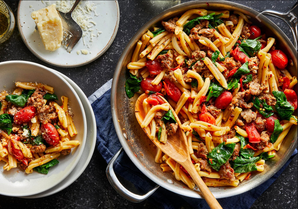 Gemelli with Sweet Sausage and Spinach
