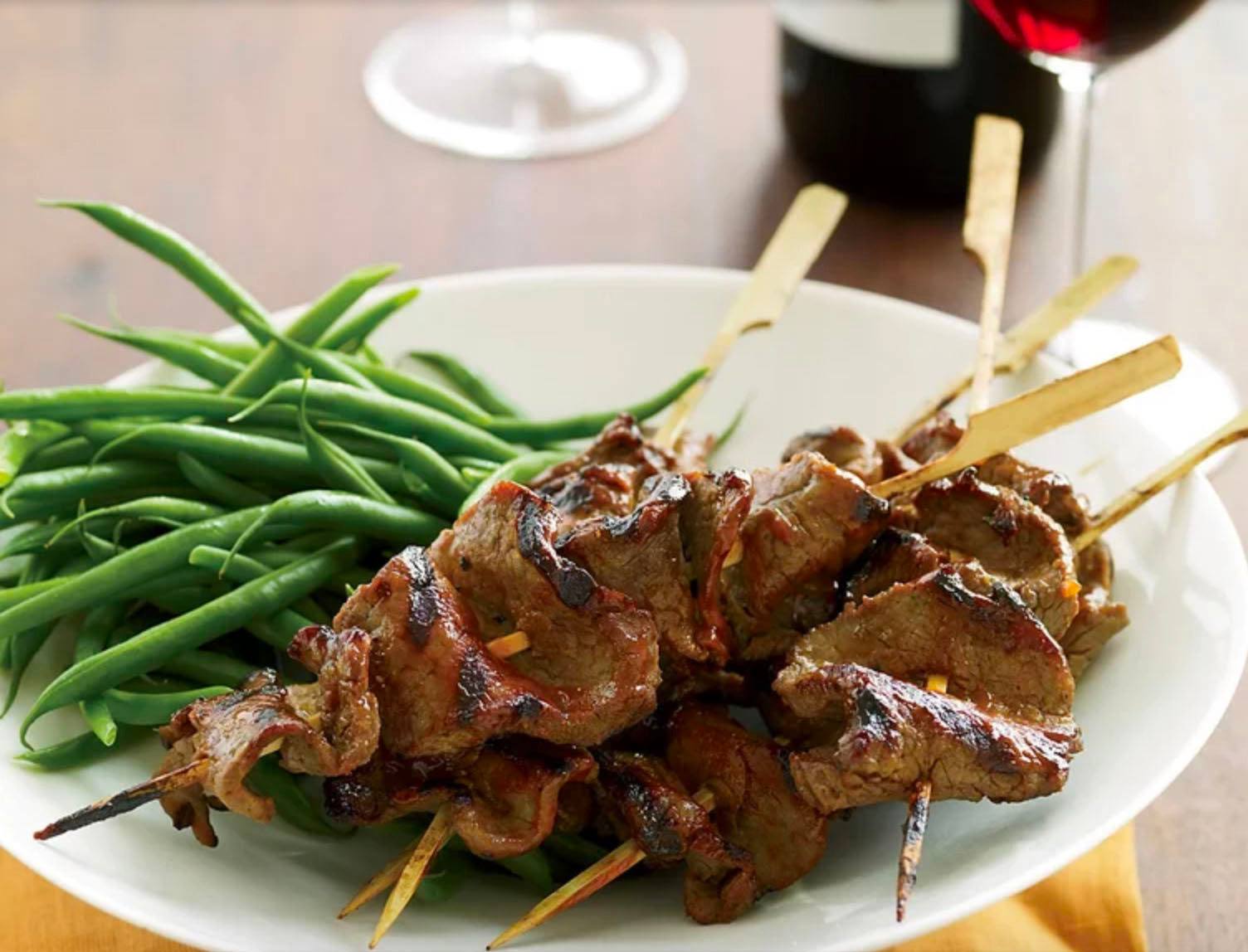 Grilled Beef-Tenderloin Skewers with Red-Miso Glaze