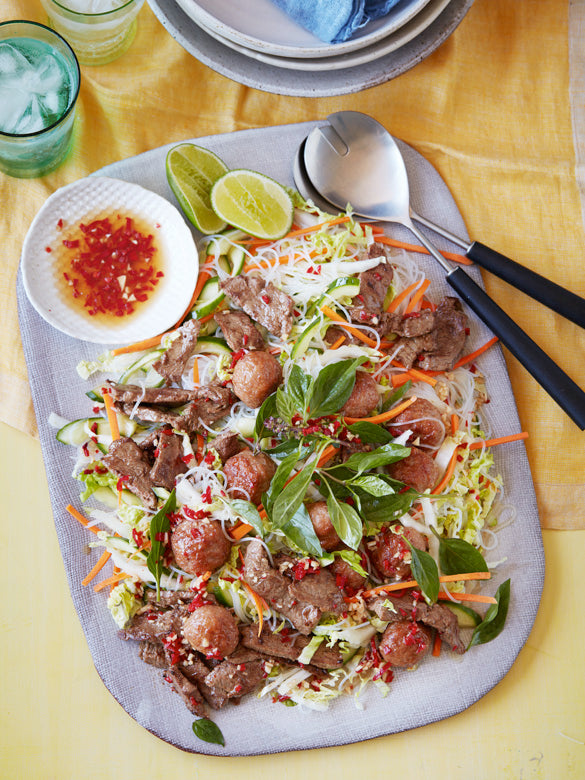 Grilled Beef and Meatball Vermicelli Salad