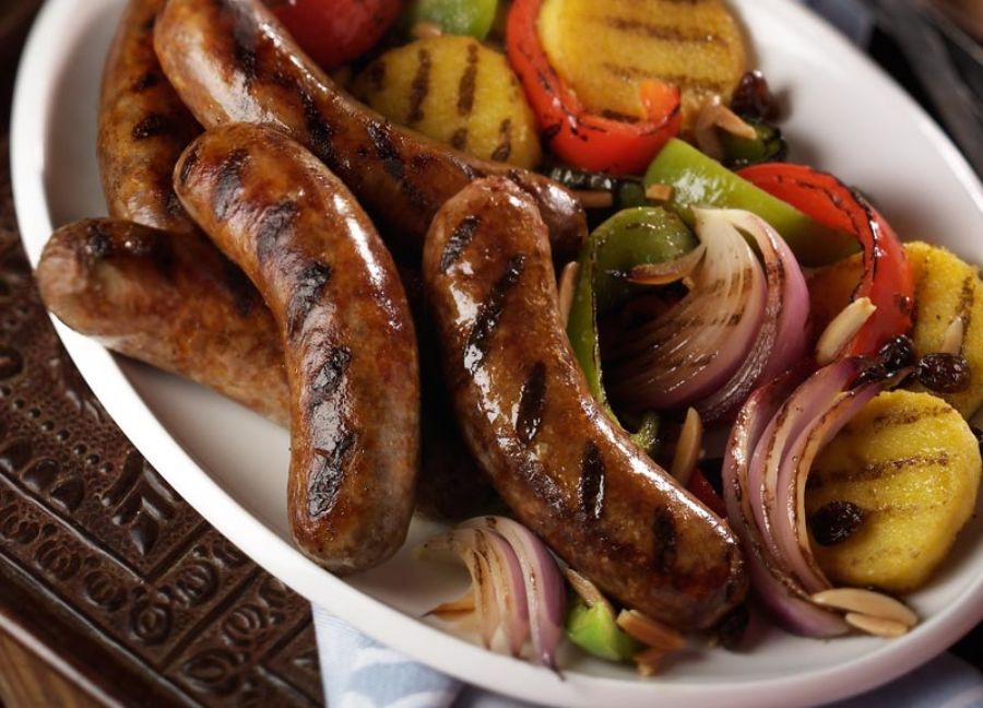 Grilled Italian Sausage with Sweet and Sour Peppers