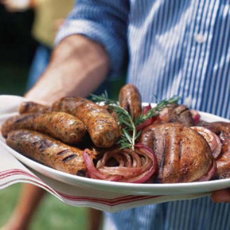 Grilled Sausages and Portobellos