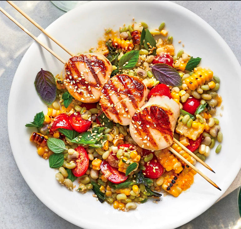 Grilled Scallops with Miso-Corn Salad