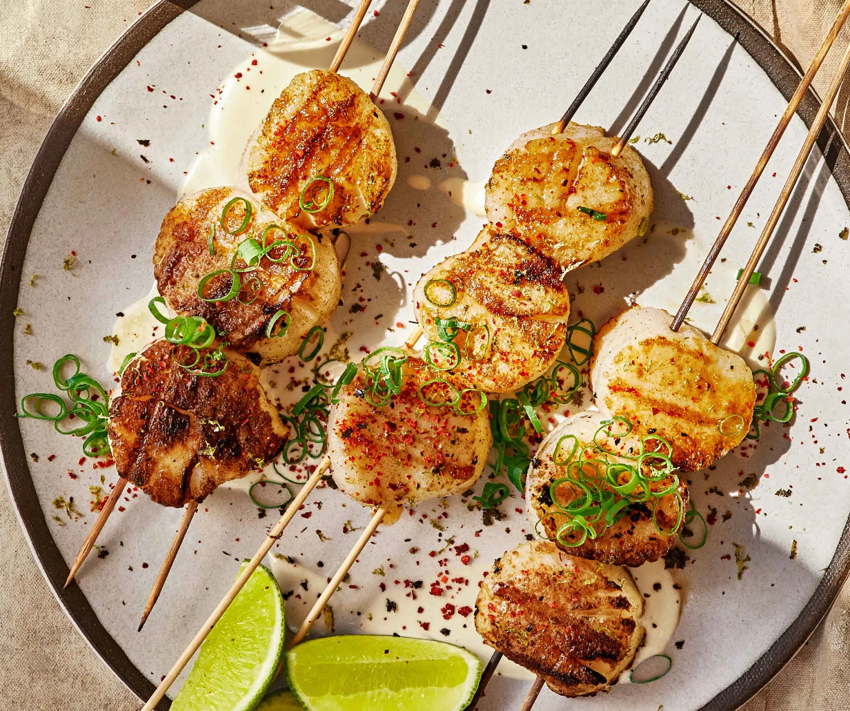Grilled Scallops with Nori, Ginger, and Lime