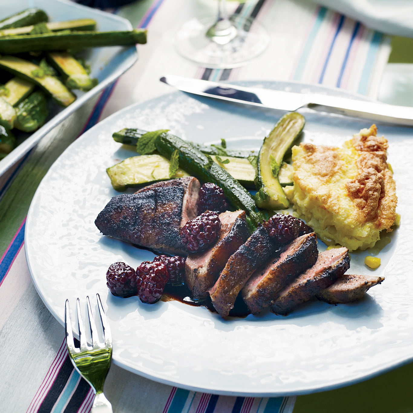 Grilled Spiced Duck Breasts with Blackberries