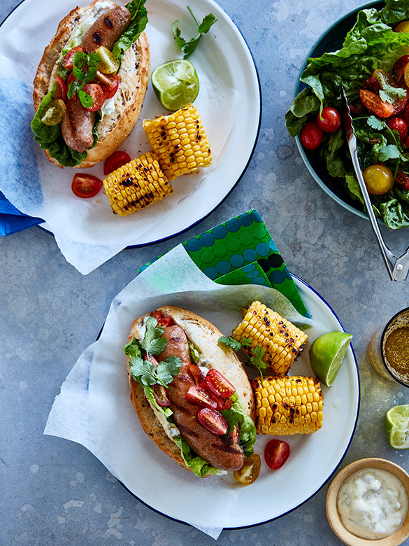 Hot Dogs with Corn Cobs