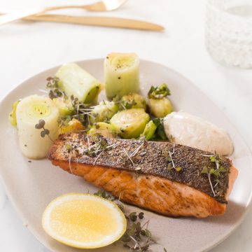 Huon Crispy Skin Salmon with Buttery Greens by Scott Gooding