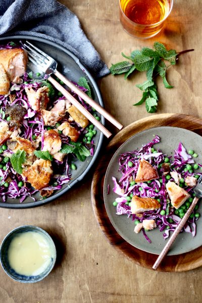 Huon Salmon slaw with Mint and Peas