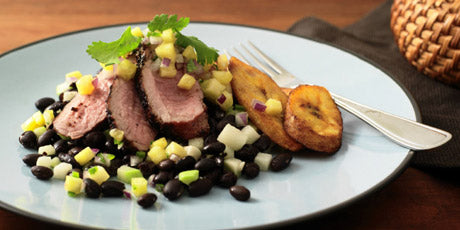 Jerk Pork Tenderloin with Chayote Black Beans