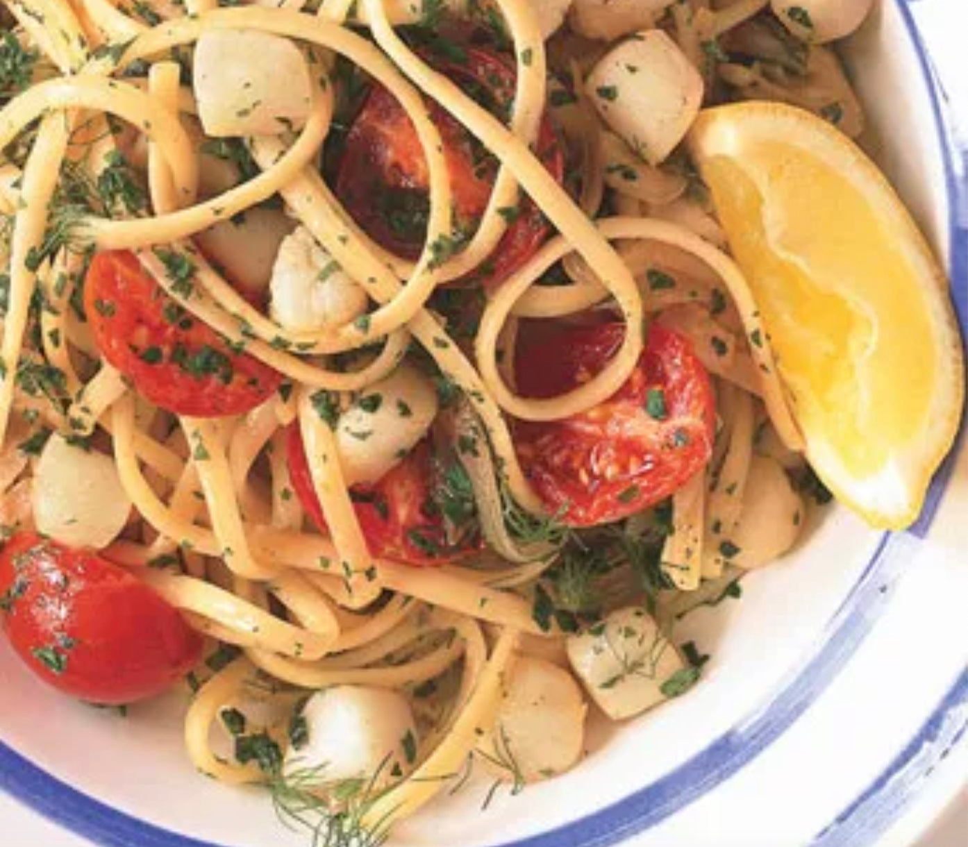 Linguine with Bay Scallops, Fennel, and Tomatoes