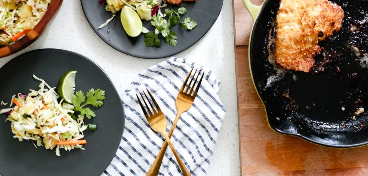 Macadamia Crusted Barramundi with Pineapple Slaw Salad