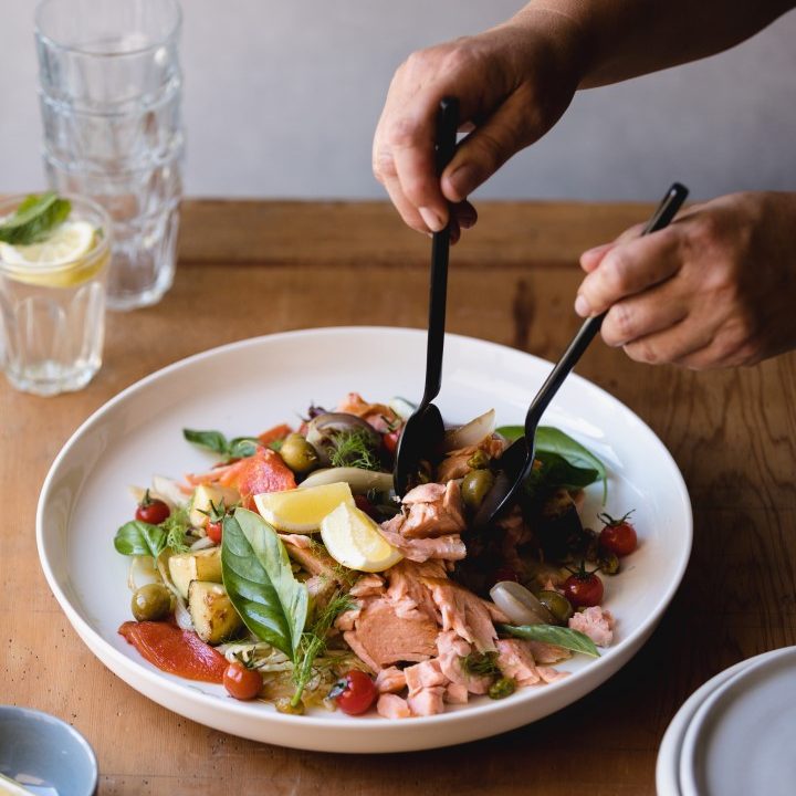 Massimo’s Sicilian Salad with Huon Wood Roasted Salmon