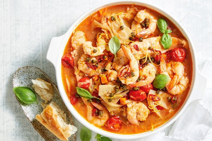 Mediterranean Salmon and Prawn Stew