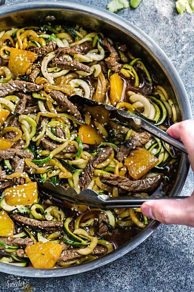 One Pot Teriyaki Beef Zoodles