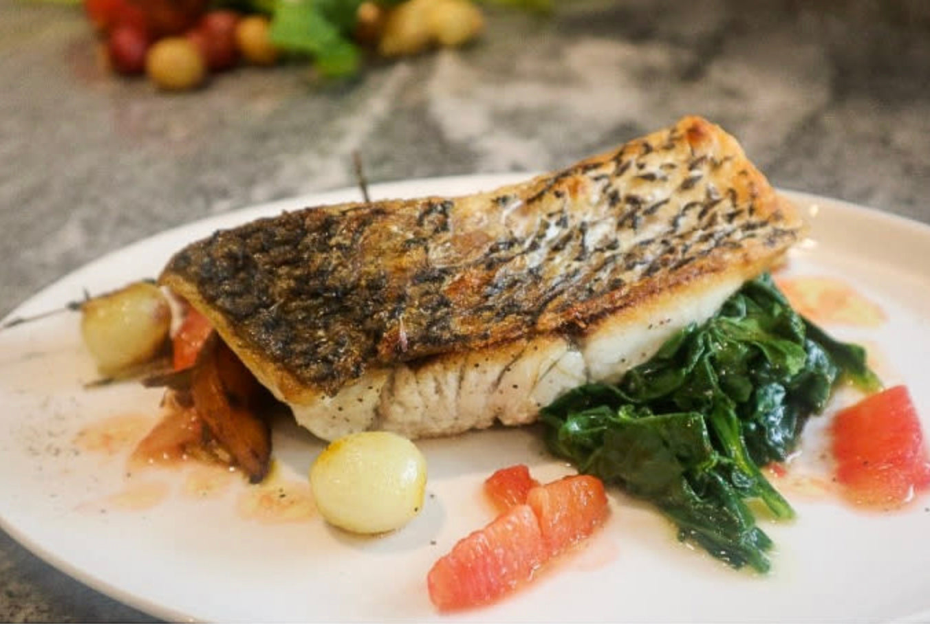 Oven Roasted Barramundi with Golden Beets and Warm Blood Oranges