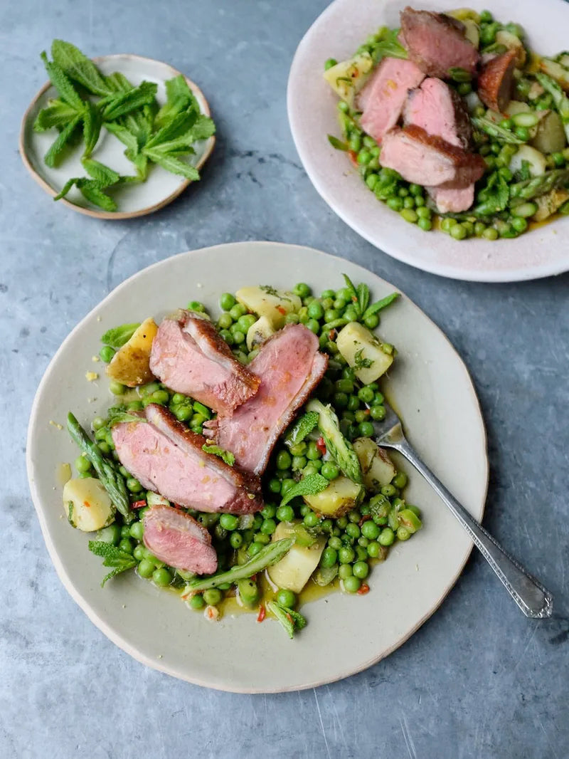 Pan-Fried Duck Breast with Spring Veg