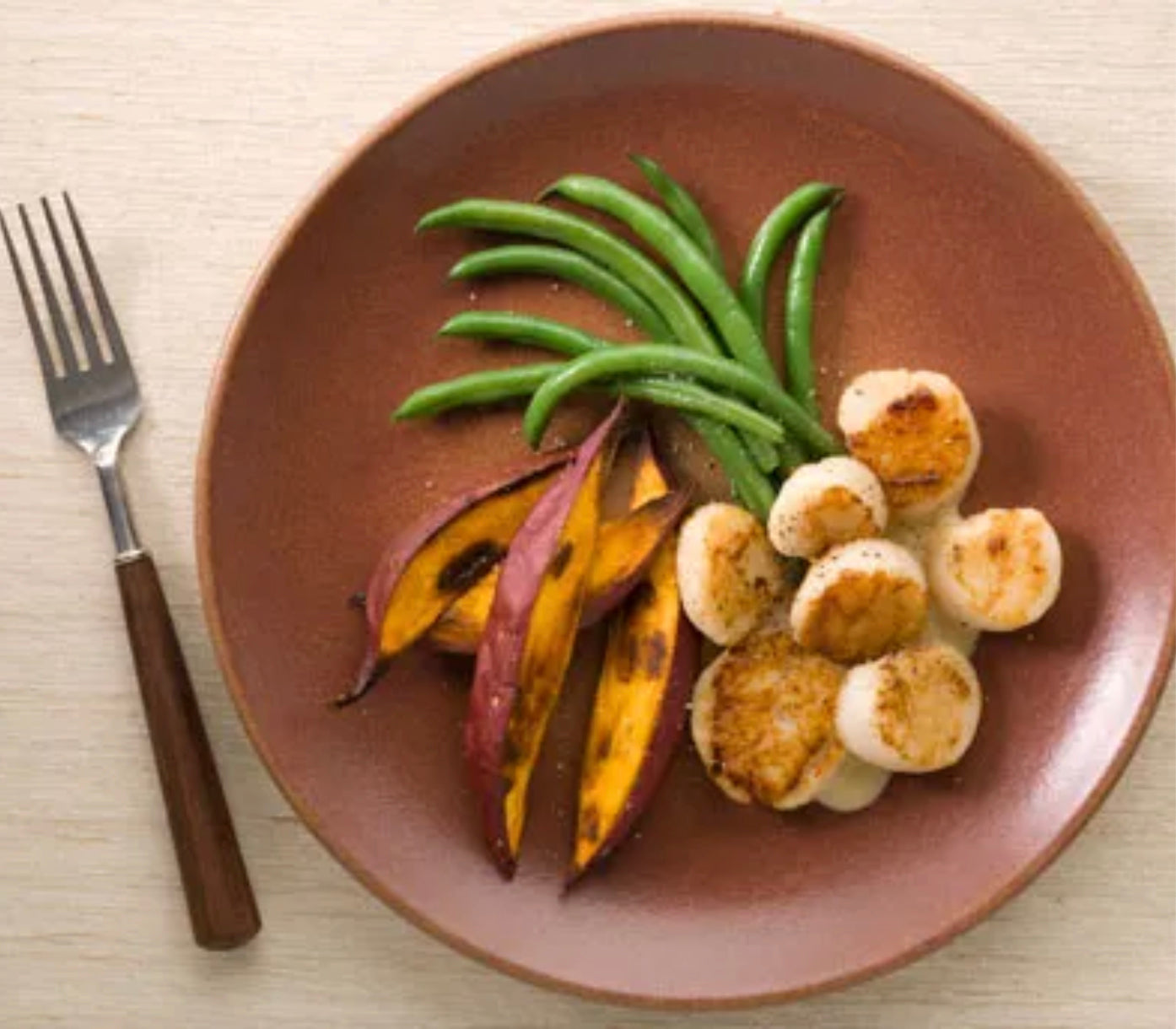 Pan-Roasted Scallops with Roasted Sweet Potatoes