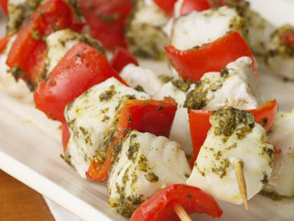 Pesto Halibut Kebabs